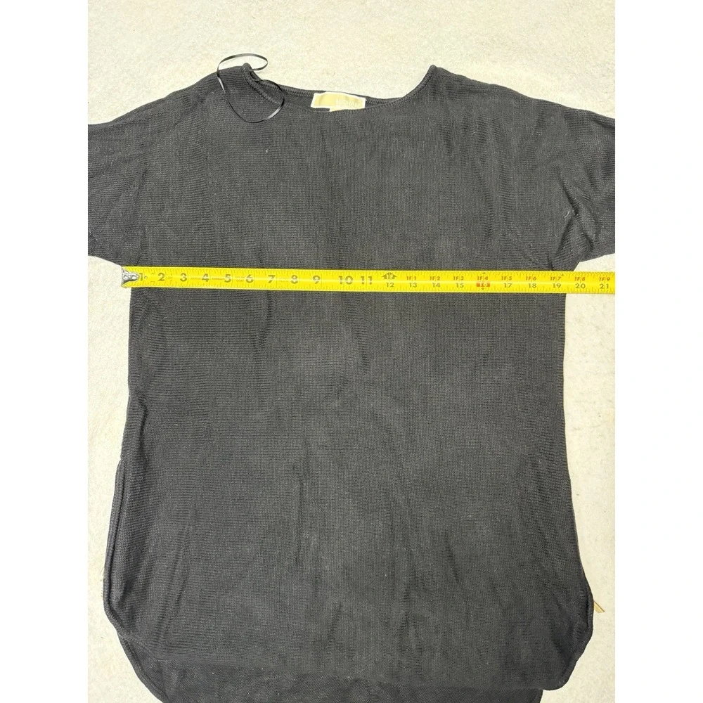 Michael Kors Women's Black Long‎ Sleeve Sweater Tunic Zipper Side Size L